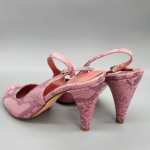A. Giannetti Italy Heels Size 39 US 8.5–9 Pink Snakeskin Leather Slingback - Picture 8 of 15